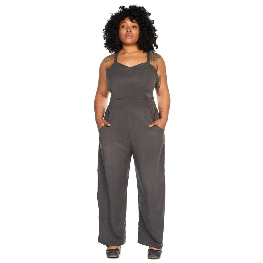 Field Day Oakland Yolked‎ Juniper Jumpsuit Gray Women's Size Medium Wide Leg